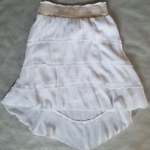 White Gauze skirt hi low elastic waistband size M
